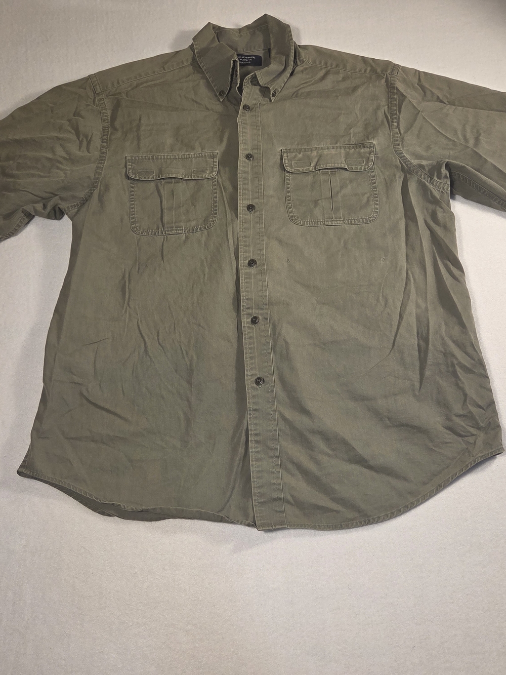 Roundtree & Yorke Olive Green Button-Front Shirt Jacket